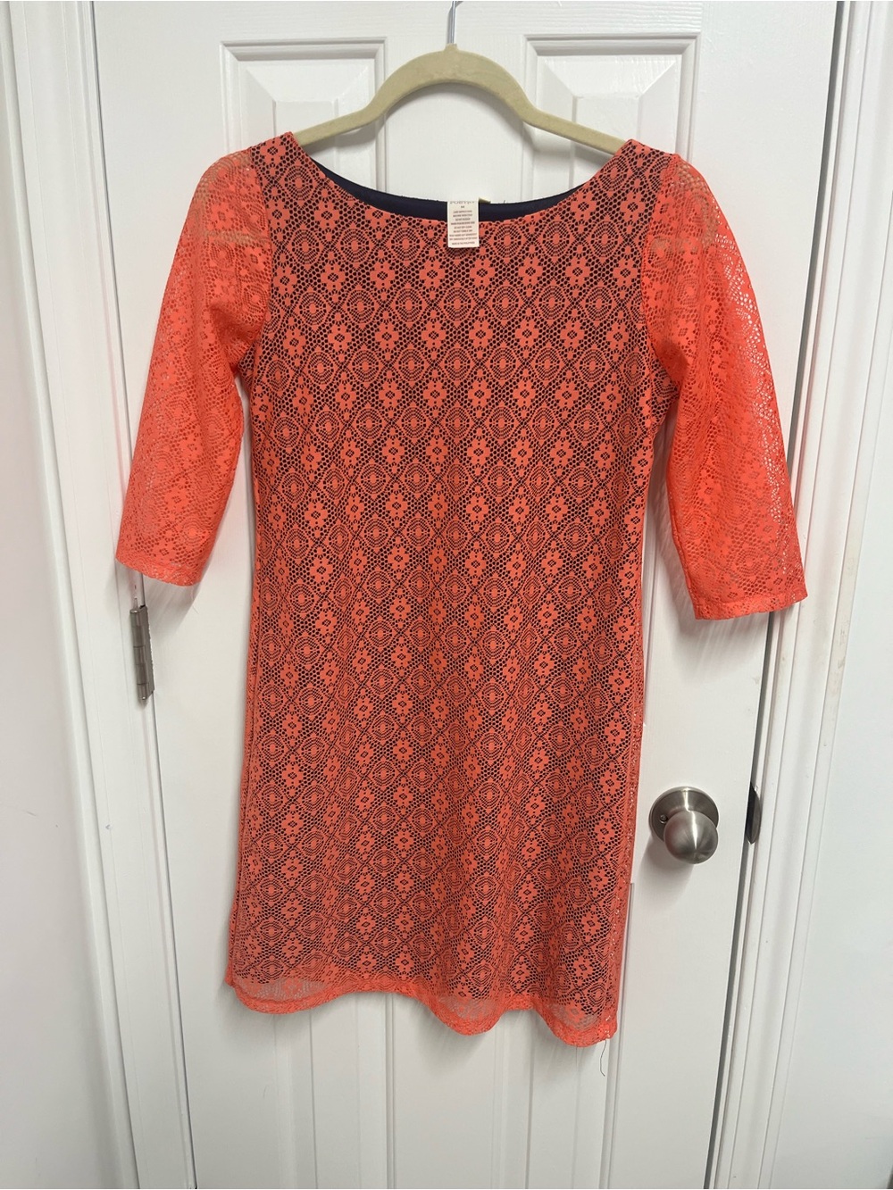 Poetry Coral Orange Lace Shift Dress